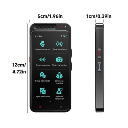 Language Translator Device, Two-Way Smart Voice and Photo Pocket Translator Real Time, Online Offline Translation for Business, Learning,Black