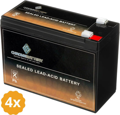 Chrome 12V 10AH Replacement Battery Kit – Compatible with Schwinn S180 / Mongoose (4 Pack)