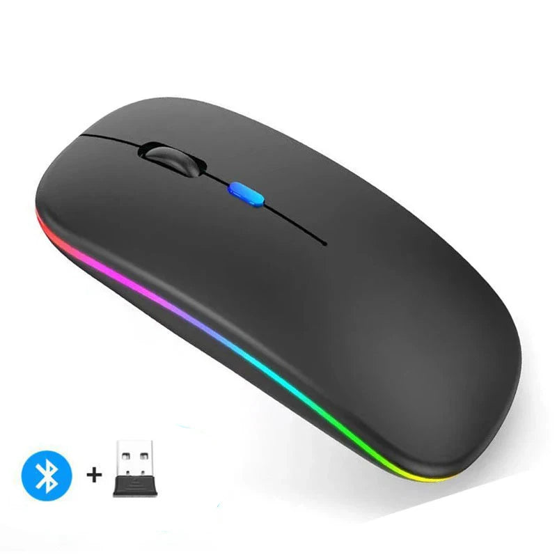 Rechargeable Wireless Mouse Bluetooth-Compatible 2.4Ghz Dual Modes Computer Mice with Nano Receiver for PC Laptop Macbook