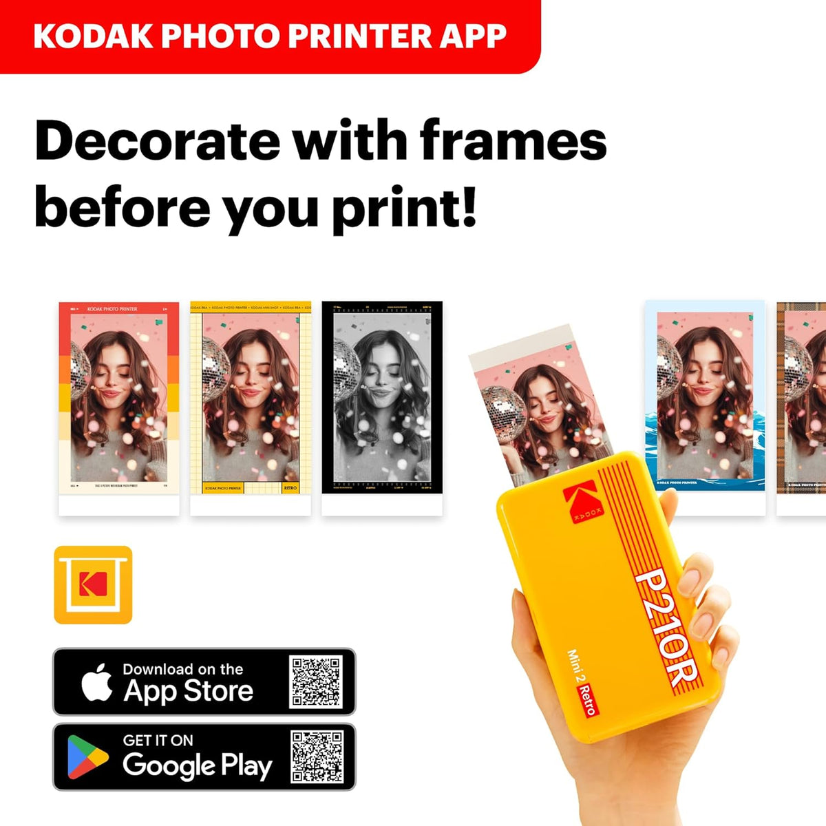 Mini 2 Retro 2X3 Portable Photo Printer, 8 Sheets, Bluetooth Smartphone Printer for Iphone & Android, Instant Color Prints, 4PASS Dye Sublimation, White