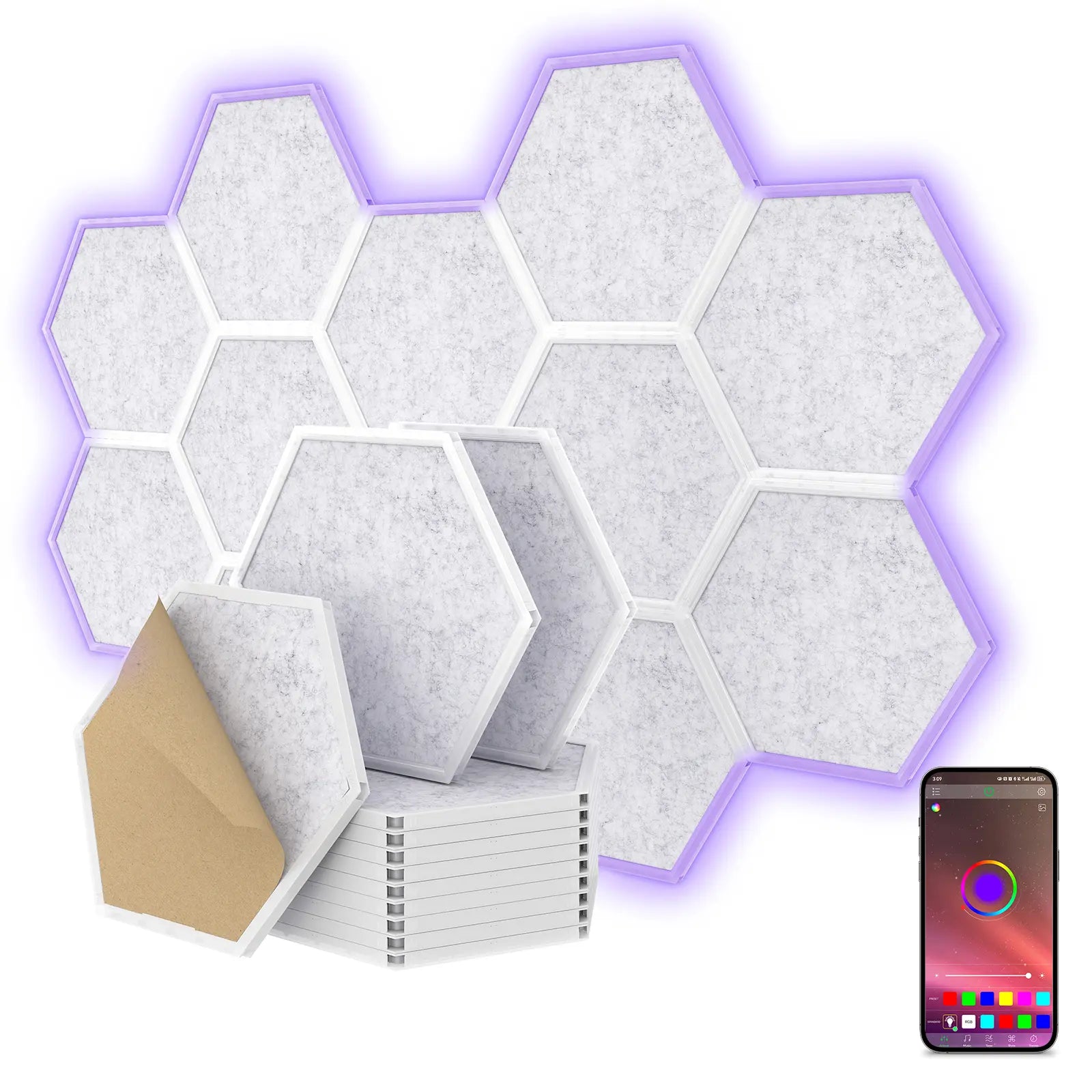 TONOR RGB Acoustic Panels Self-Adhesive, Sound Proof Panels Dampening Insulation Treatment for Gaming,Streaming, Podcast, Studio