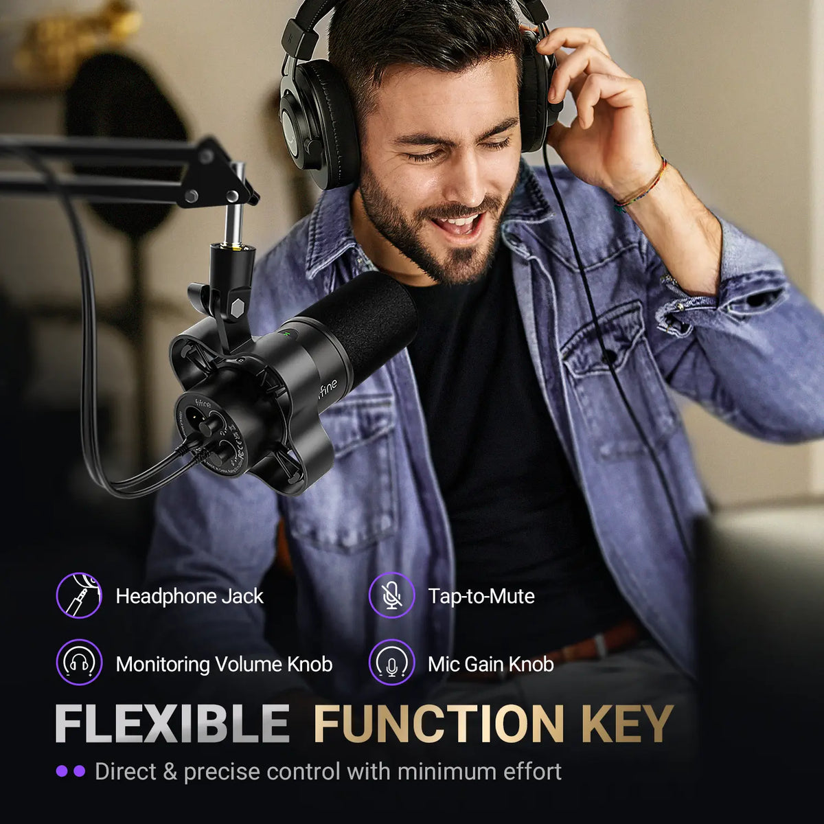 FIFINE K688 Neo USB/XLR Podcast Microphone – Dynamic Pro Mic, Mute & Monitor for Streaming, Gaming, Vocal & Music Recording Audio, for PC Smartphone Mixer, Boom Arm