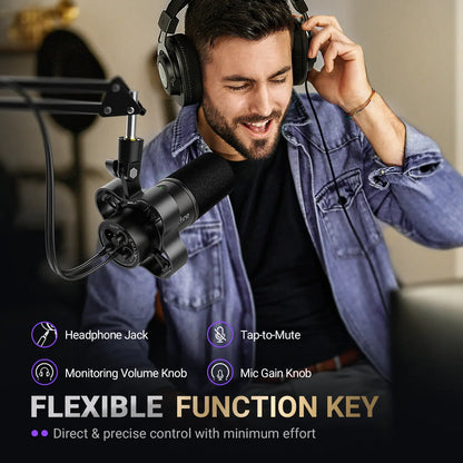 FIFINE K688 Neo USB/XLR Podcast Microphone – Dynamic Pro Mic, Mute & Monitor for Streaming, Gaming, Vocal & Music Recording Audio, for PC Smartphone Mixer, Boom Arm