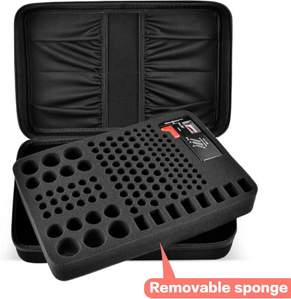 Battery Organizer Storage Case, Battery Vault Carrying Container Bag Holder - Holds 148+ Batteries AA AAA AAAA C D 9V Button Cell - with BT-168 Tester for Home&Garage- Black(Box Only)