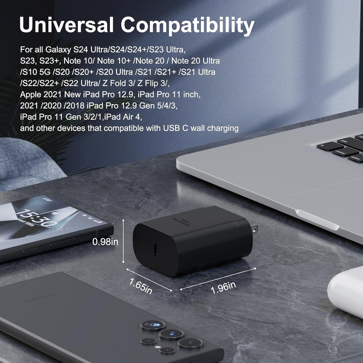 Samsung USB-C Super Fast Charging Power Adapter,25W PD Charger Block for Samsung Galaxy S23 Ultra/S23/S23+/S22/S22 Ultra/S22+/Note 20/S20/S21/S10, Galaxy Tab S7/S8(2 Pack)