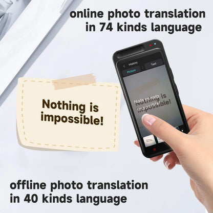 Language Translator Device, Two-Way Smart Voice and Photo Pocket Translator Real Time, Online Offline Translation for Business, Learning,Black
