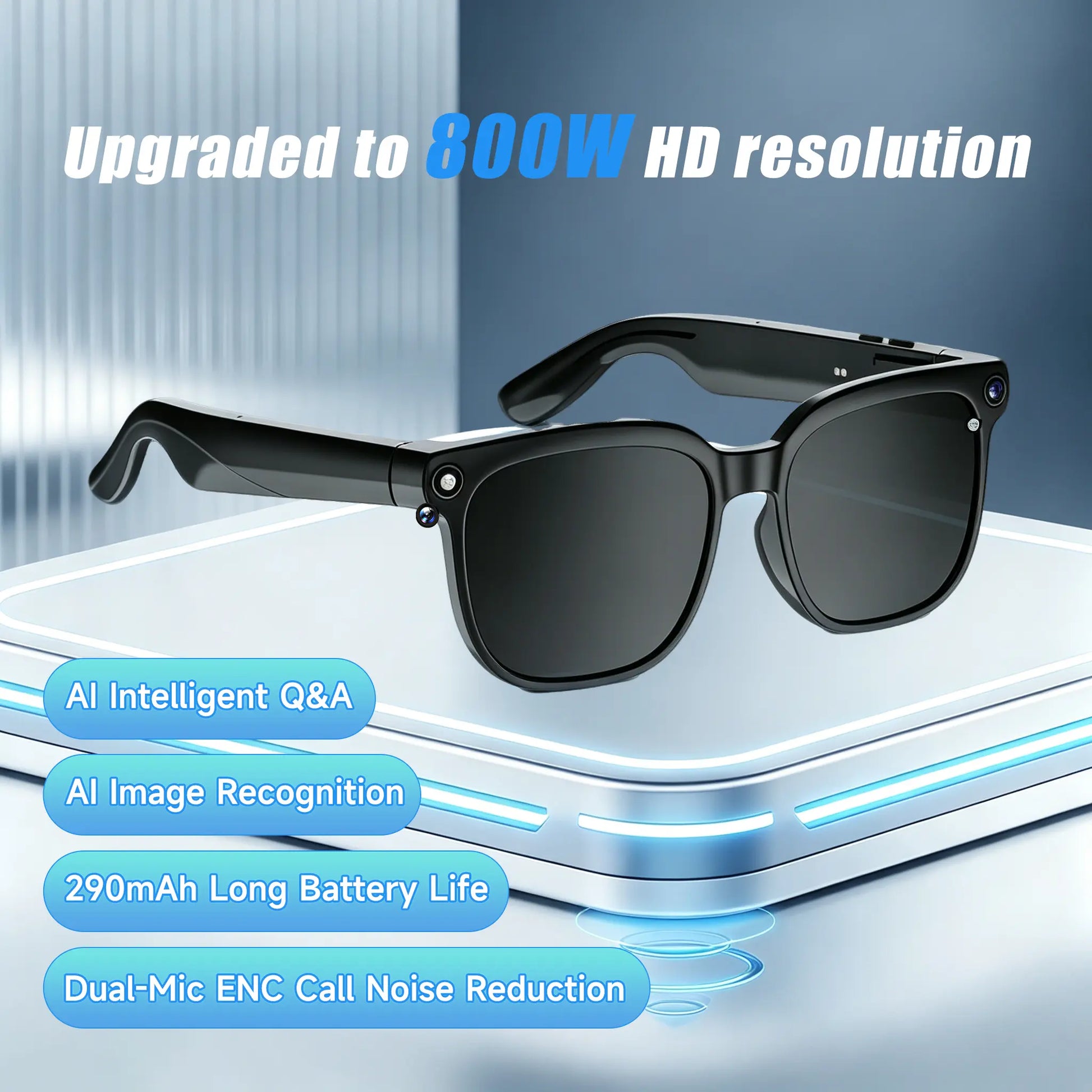 JEYUIN Smart Camera Glasses 8MP HD, Photochromic Auto Tint Lenses,Wireless Bluetooth Audio Sunglasses, Hands-Free Photo Video Recording, Real-Time Translation 160+ Languages, Wifi Wearable for Travel Outdoor Sports Driving Daily Use, Gift for Men Women