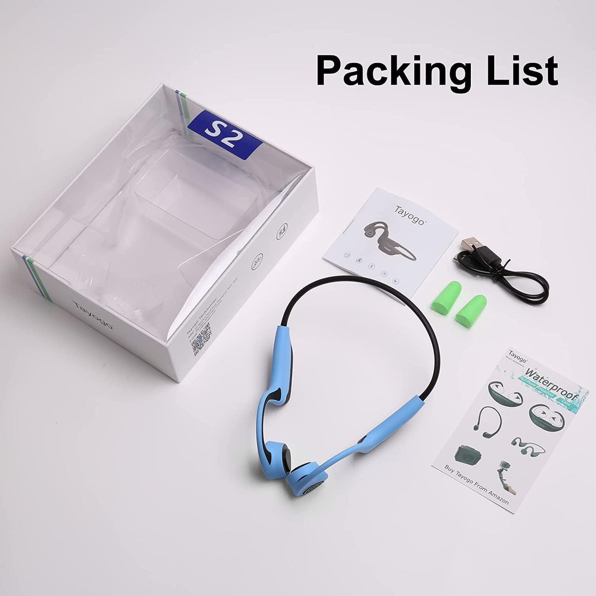 Bone Conduction Headphones, Wireless Bluetooth Bone Conducting Earbuds, Open Ear Headset with Mic, for Running, Cycling, Yoga-Blue