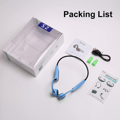 Bone Conduction Headphones, Wireless Bluetooth Bone Conducting Earbuds, Open Ear Headset with Mic, for Running, Cycling, Yoga-Blue