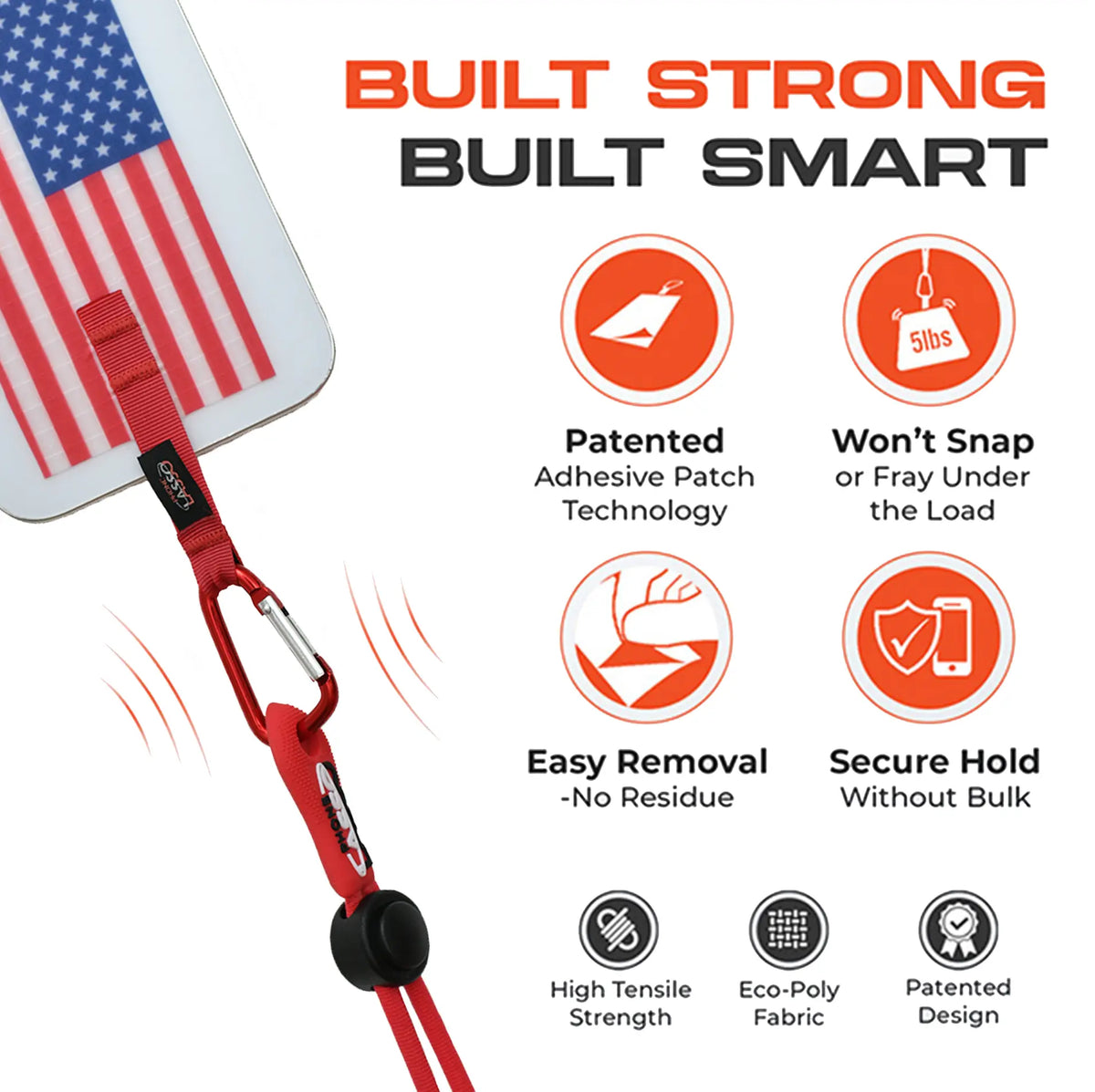 Phone Lasso Smartphone Lanyard Tethering System Universal Design for All Handheld Devices & Cases