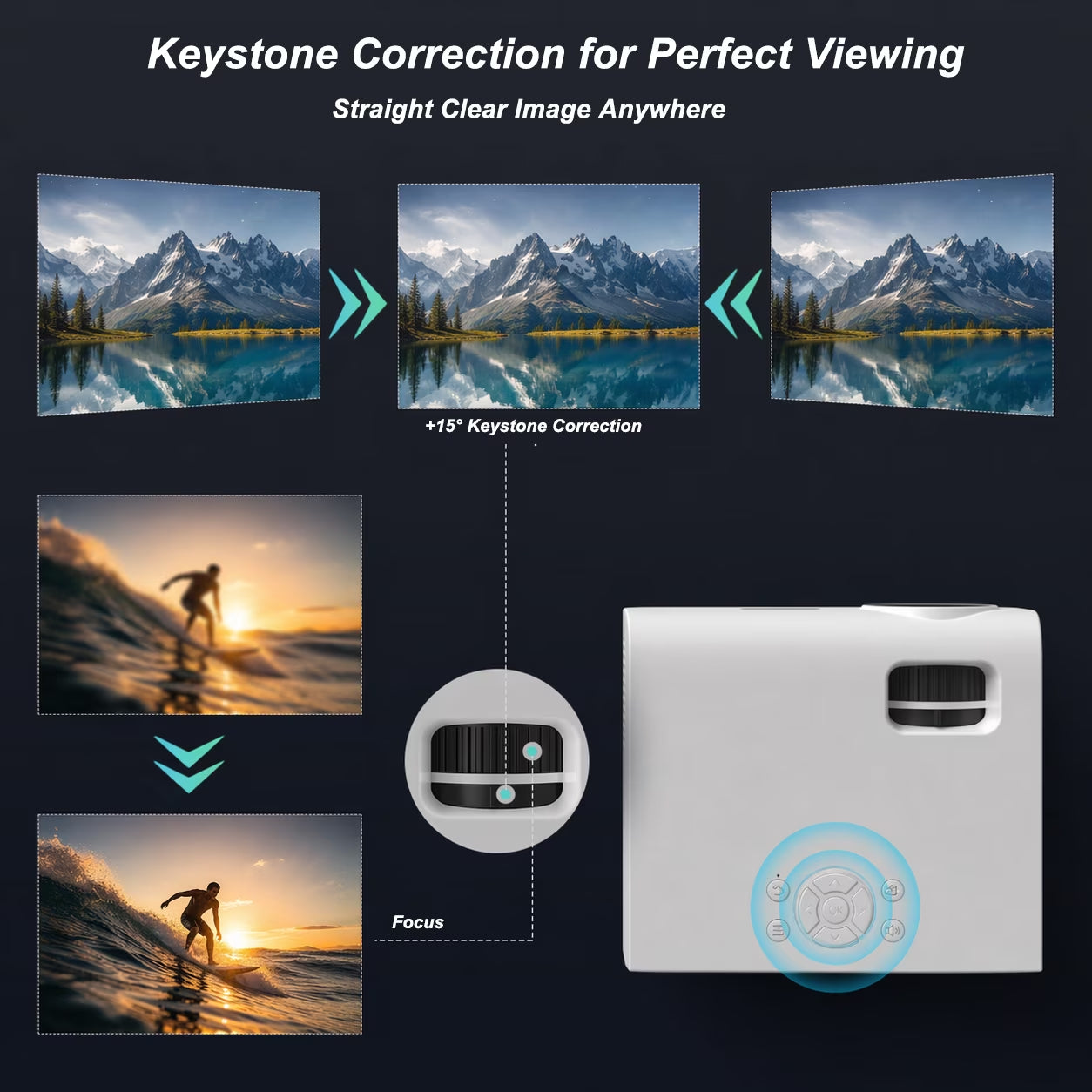 Native 1080P Mini Projector, Support 4K Projector with 5G Wifi and Bluetooth, 300 ANSI Movie Projector Compatible with HDMI/USB/PC/AV, 300" Display Full HD Home Theater, Outdoor & Indoor Use