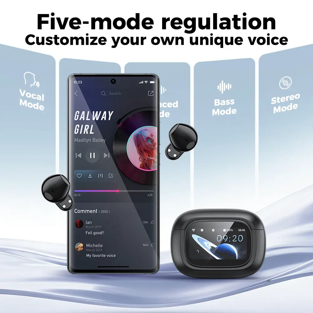 MINISO MS126 Bluetooth 6.0 Earphones,Led Display High Fidelity Waterproof Wireless Earphones, Suitable for Office, Sports, Study and Audio Calls ,Built-In Microphone , Earphones