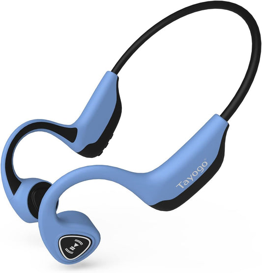 Bone Conduction Headphones, Wireless Bluetooth Bone Conducting Earbuds, Open Ear Headset with Mic, for Running, Cycling, Yoga-Blue