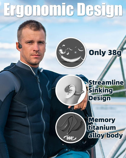 Bone Conduction Headphones, Wireless Bluetooth Bone Conducting Earbuds, Open Ear Headset with Mic, for Running, Cycling, Yoga-Blue