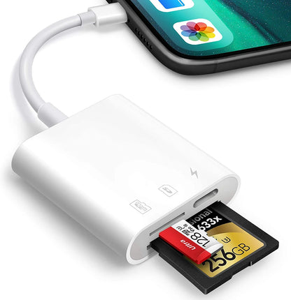 Lector De Tarjetas SD Para Iphone Ipad, Cámara De Juego Trail Micro SD Lector De Tarjetas, Cámaras Réflex Lector De Tarjetas SD Con Doble Ranura, Adaptador De Tarjeta De Memoria Para Fotografía, Plug and Play
