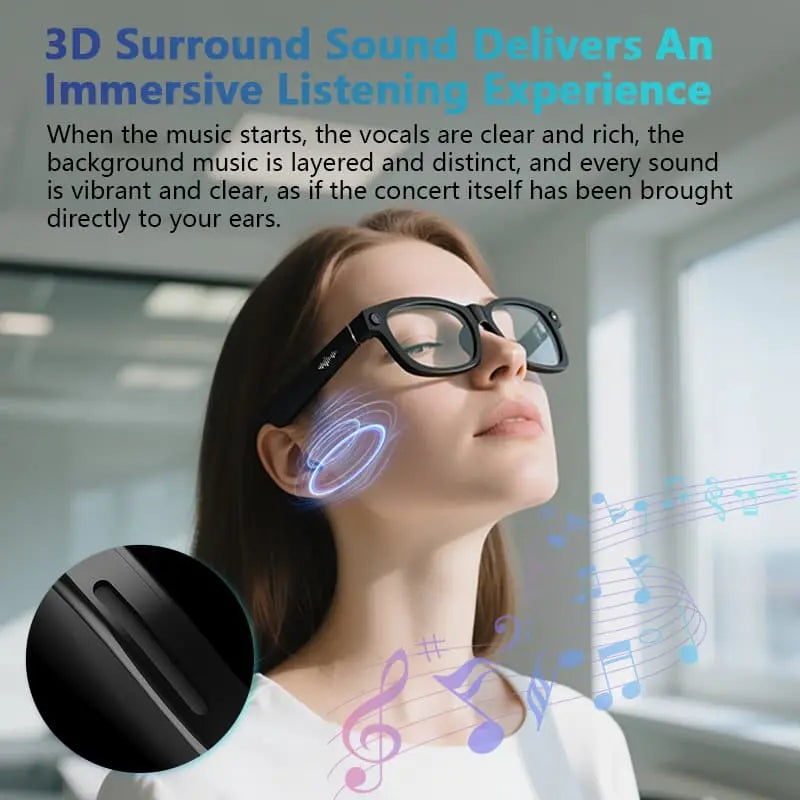 BV100 8MP Camera Glasses Smart Glasses with AI Translator 165+ Languages for Travel Photochromic Lenses Outdoor
