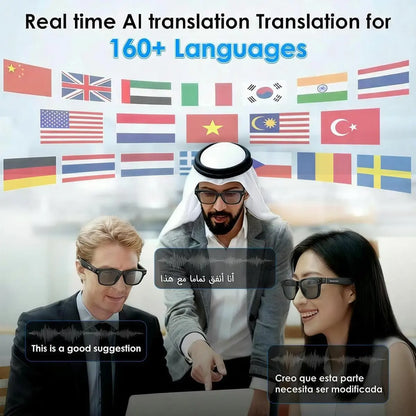 BV100 8MP Camera Glasses Smart Glasses with AI Translator 165+ Languages for Travel Photochromic Lenses Outdoor