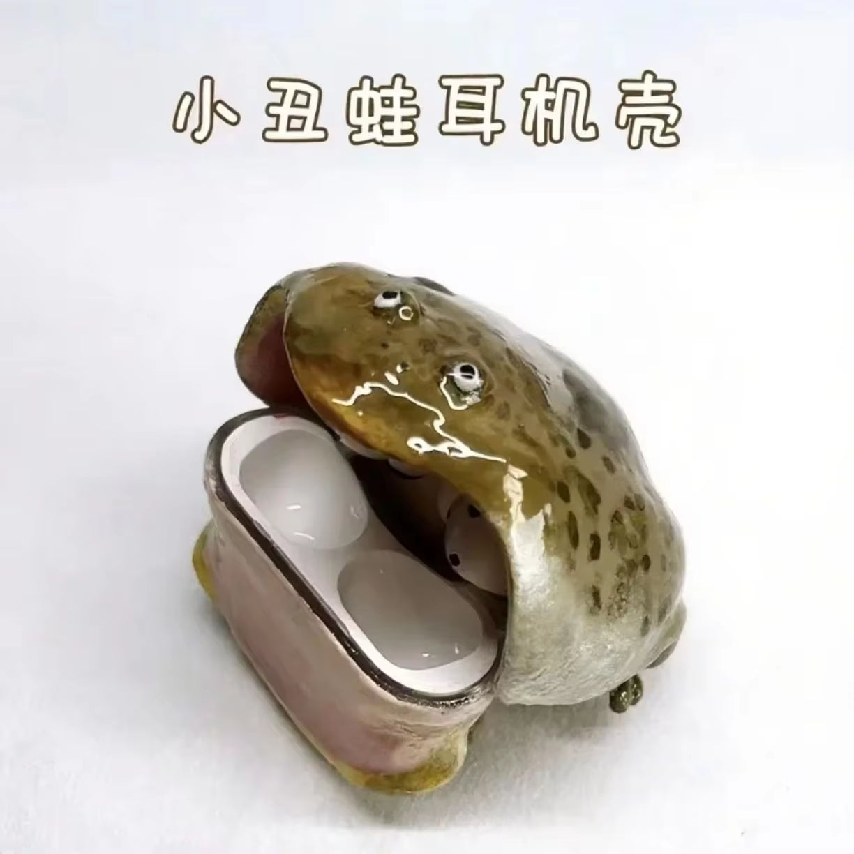 Ugly Frog Handmade Earphone Case for Airpod Cute Funny Pink Bow Frog Earphone Protective Cover Creative Design Gift for Friends