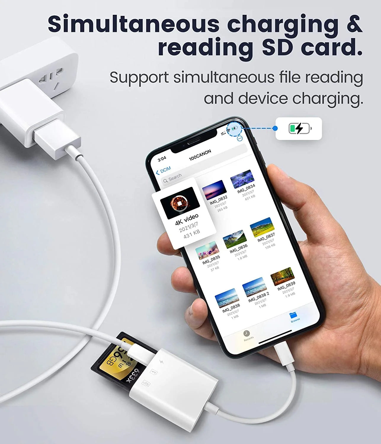 Lector De Tarjetas SD Para Iphone Ipad, Cámara De Juego Trail Micro SD Lector De Tarjetas, Cámaras Réflex Lector De Tarjetas SD Con Doble Ranura, Adaptador De Tarjeta De Memoria Para Fotografía, Plug and Play