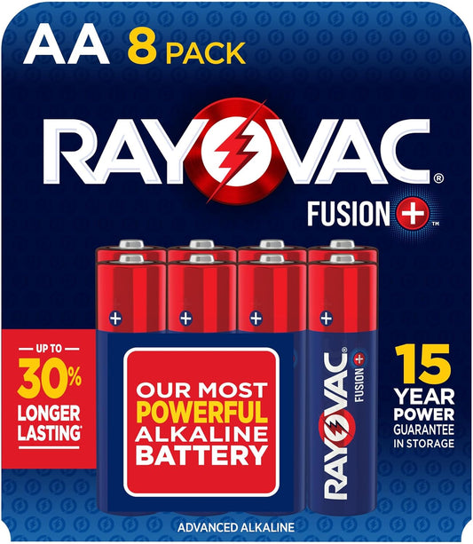 Fusion AA Batteries (8 Pack), Double a Alkaline Batteries