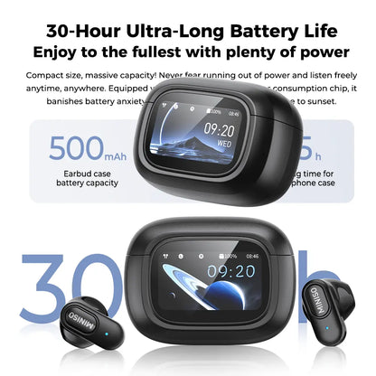 MINISO MS126 Bluetooth 6.0 Earphones,Led Display High Fidelity Waterproof Wireless Earphones, Suitable for Office, Sports, Study and Audio Calls ,Built-In Microphone , Earphones