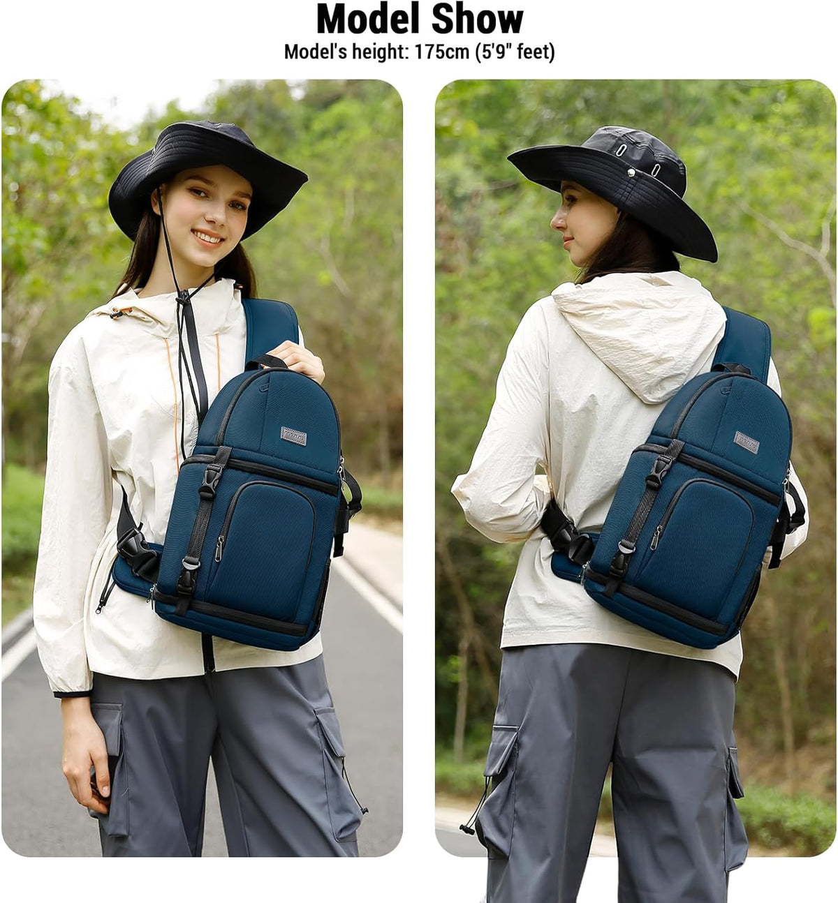 Camera Sling Bag, Dslr/Slr/Mirrorless Camera Case Shockproof Photography Camera Backpack with Tripod Holder & Removable Modular Inserts Compatible with Canon/Nikon/Sony/Fuji, Deep Teal