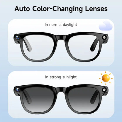 JEYUIN Smart Camera Glasses 8MP HD, Photochromic Auto Tint Lenses,Wireless Bluetooth Audio Sunglasses, Hands-Free Photo Video Recording, Real-Time Translation 160+ Languages, Wifi Wearable for Travel Outdoor Sports Driving Daily Use, Gift for Men Women