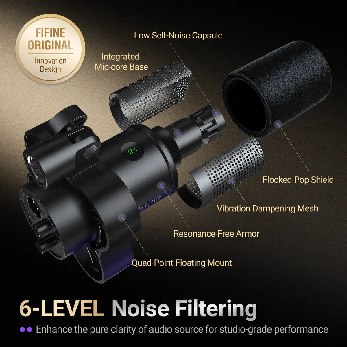 FIFINE K688 Neo USB/XLR Podcast Microphone – Dynamic Pro Mic, Mute & Monitor for Streaming, Gaming, Vocal & Music Recording Audio, for PC Smartphone Mixer, Boom Arm