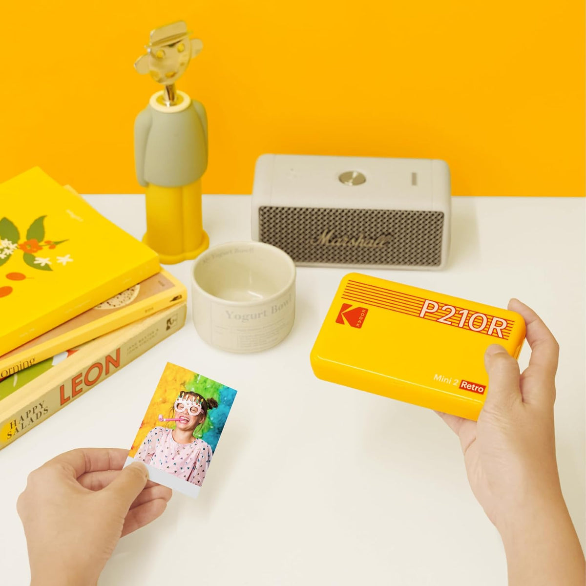 Mini 2 Retro 2X3 Portable Photo Printer, 8 Sheets, Bluetooth Smartphone Printer for Iphone & Android, Instant Color Prints, 4PASS Dye Sublimation, White
