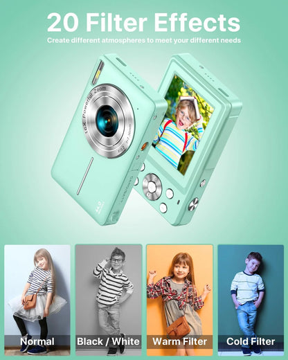Digital Camera FHD1080P 44MP Portable Camera for Kids 2.4"LCD Screen Small Video Camera with 32G Card