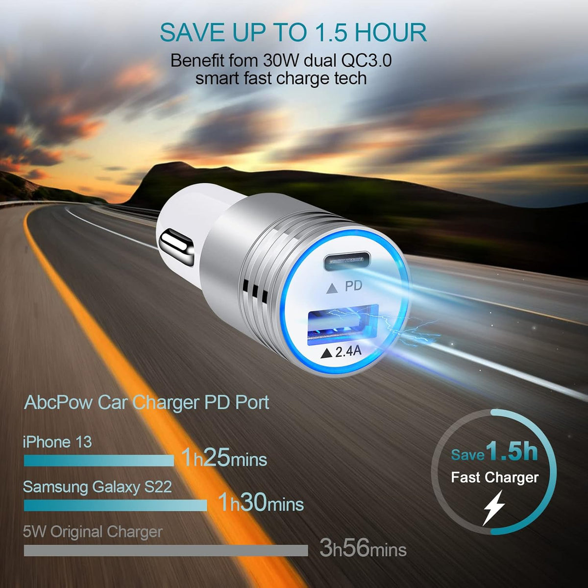 USB C Car Charger Fast Charging C Cord for Samsung Galaxy A17 A16 5G S24 S23 A15 A14 A25 S22 S21 Ultra/S21+/S20 Fe/Note 20 S10E S9 A71 A72 A52 A32,Iphone 16 Pro Max 15,30W Phone Automobile Adapter
